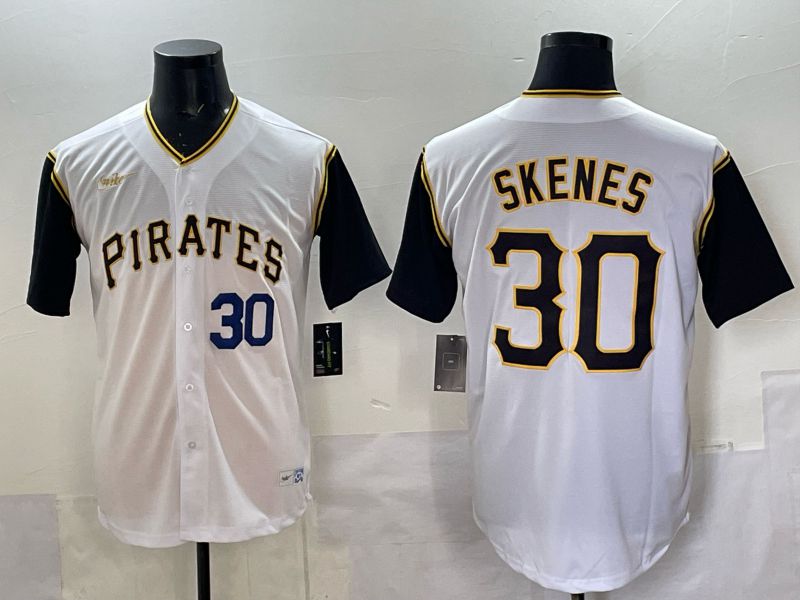 Men 2025 Pittsburgh Pirates #30 Skenes White Throwback Game Nike MLB Jersey style 014->pittsburgh pirates->MLB Jersey
